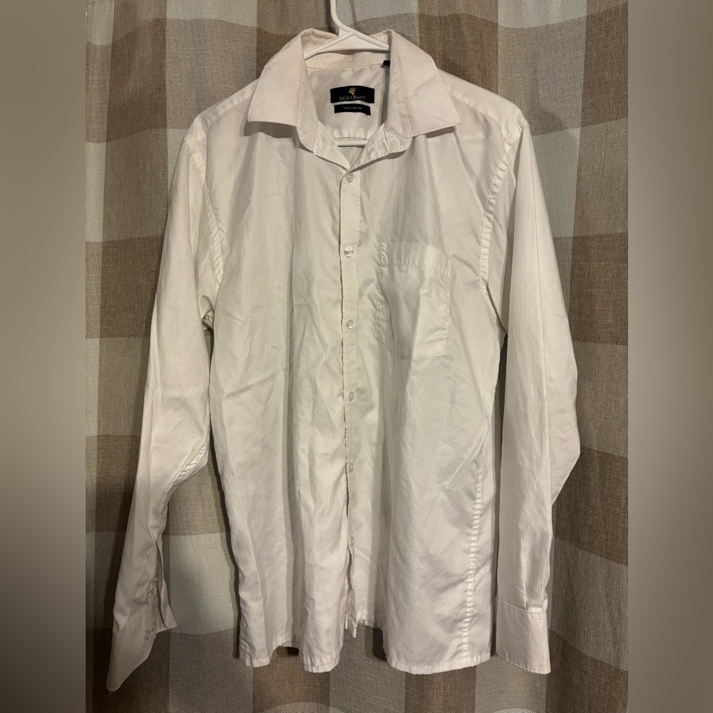 Rich Craft White Men's Dress Shirt - Casual & Professional 100% Cotton